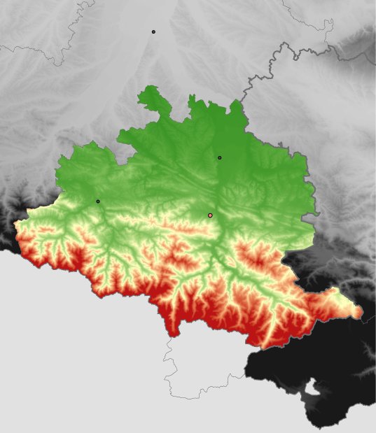 hoogtekaart van Ariège