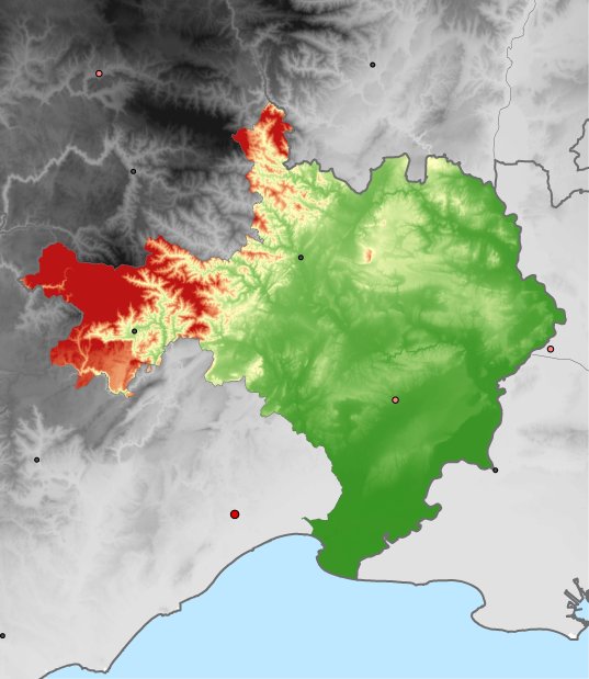 hoogtekaart van Gard