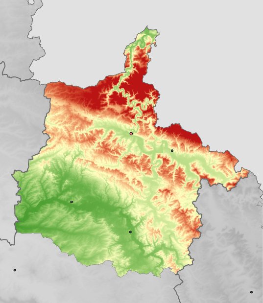 hoogtekaart van Ardennen