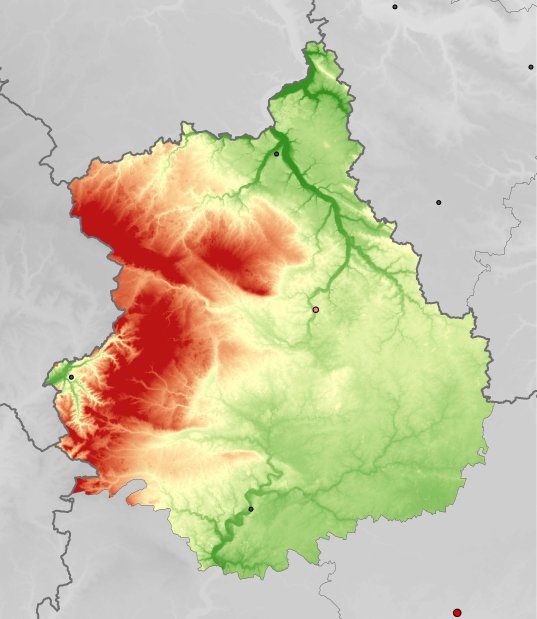 hoogtekaart van Eure-et-Loir
