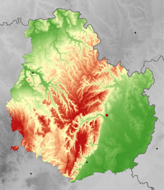 hoogtekaart van Côte-d'Or