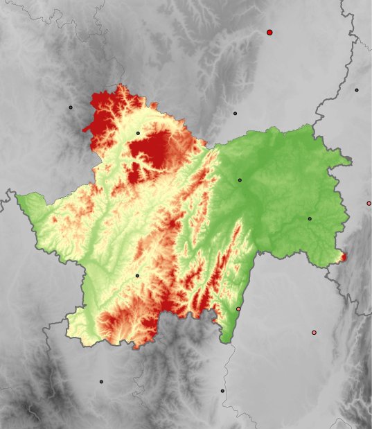 hoogtekaart van Saône-et-Loire