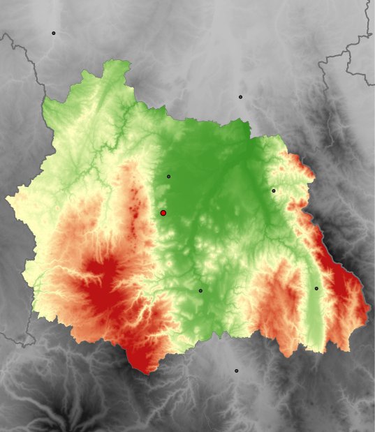 hoogtekaart van Puy-de-Dôme