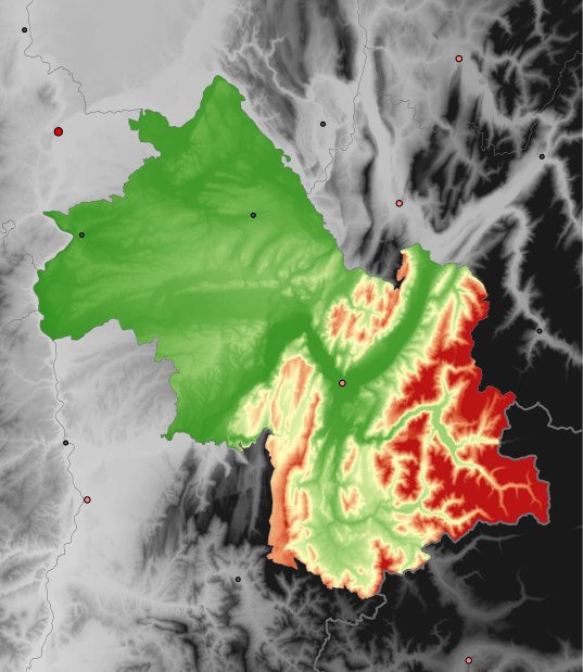 hoogtekaart van Isère