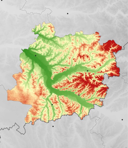 hoogtekaart van Lot-et-Garonne