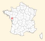 kaart ligging La Roche-sur-Yon