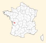 kaart ligging Saint-Jean-d'Angély