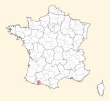 kaart ligging Bagnères-de-Bigorre