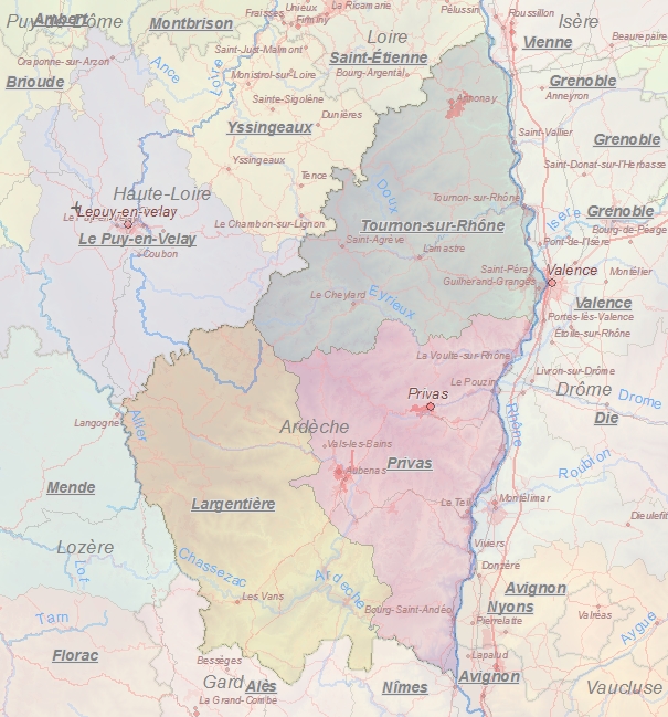 Toeristische kaart van Ardèche