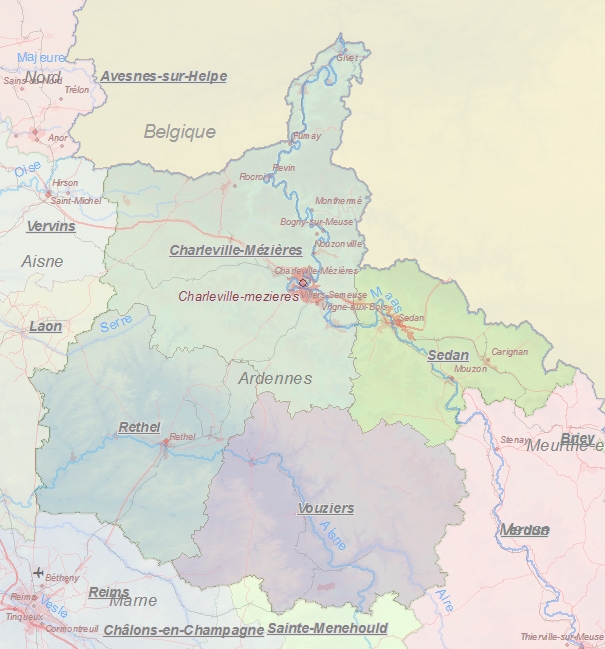 Toeristische kaart van Ardennen