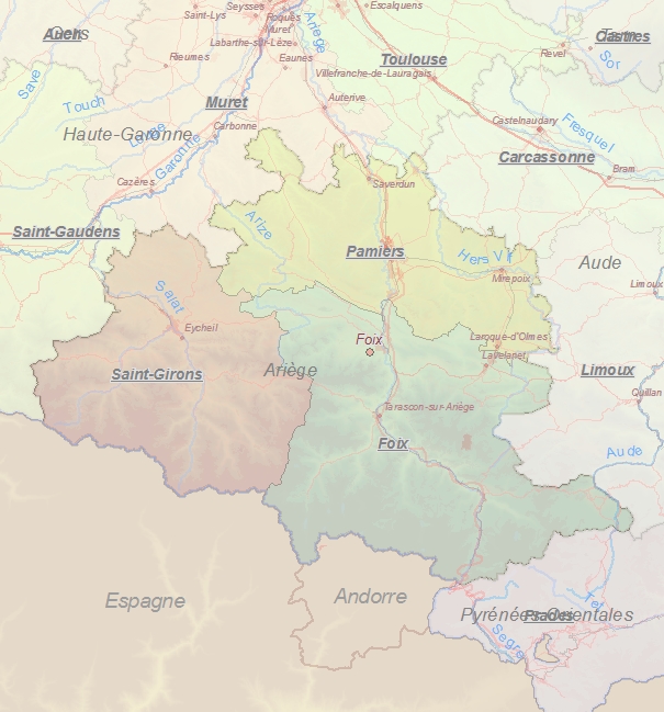 Toeristische kaart van Ariège