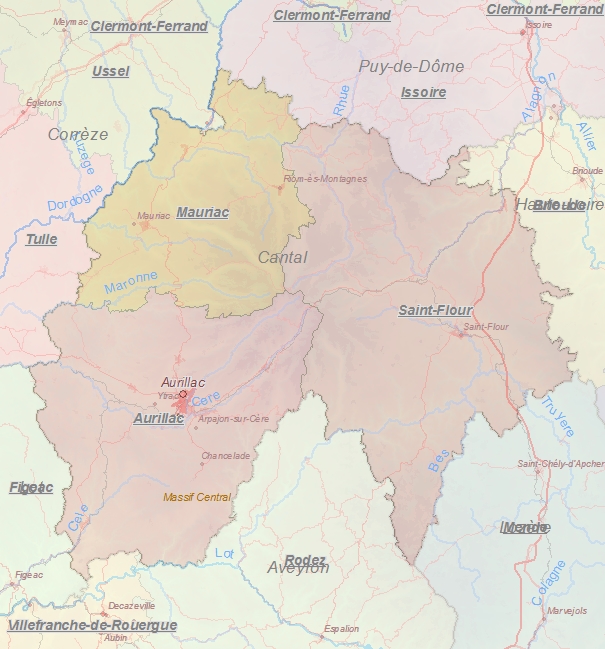 Toeristische kaart van Cantal