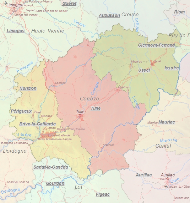 Toeristische kaart van Corrèze