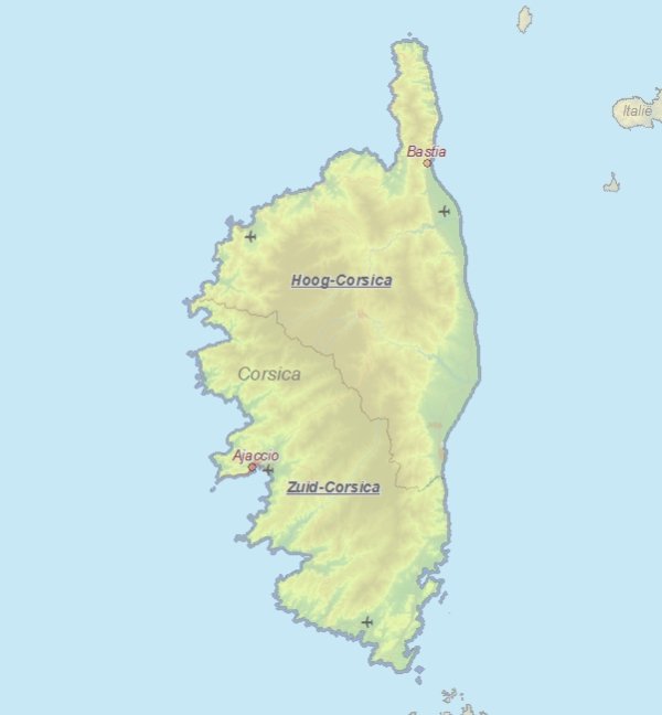 Toeristische kaart van Corsica