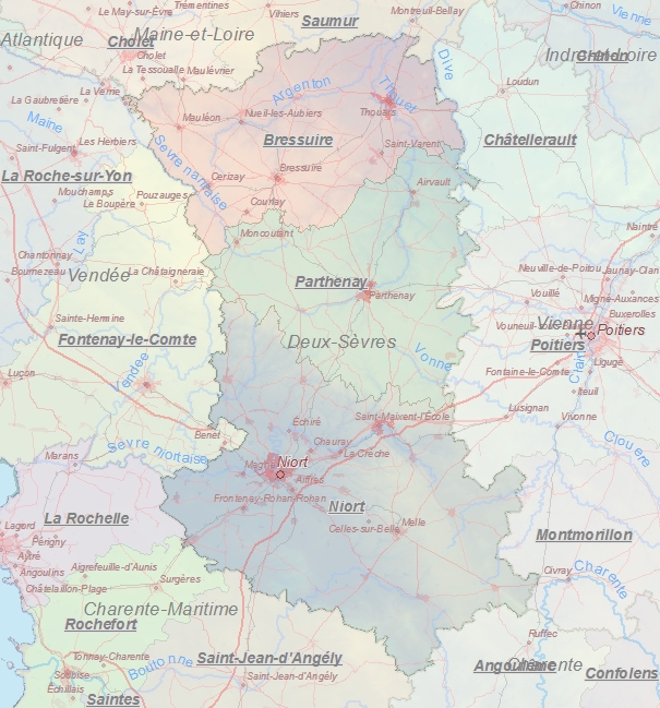 Toeristische kaart van Deux-Sèvres
