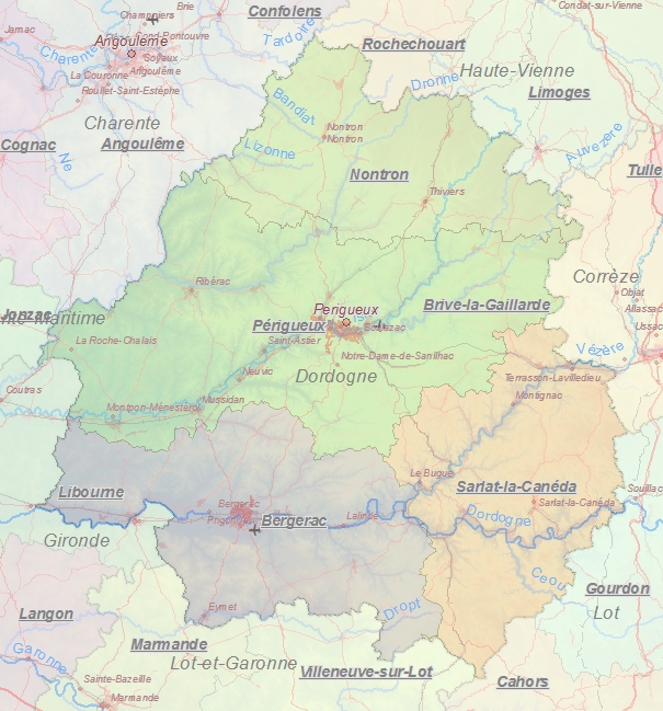 Toeristische kaart van Dordogne