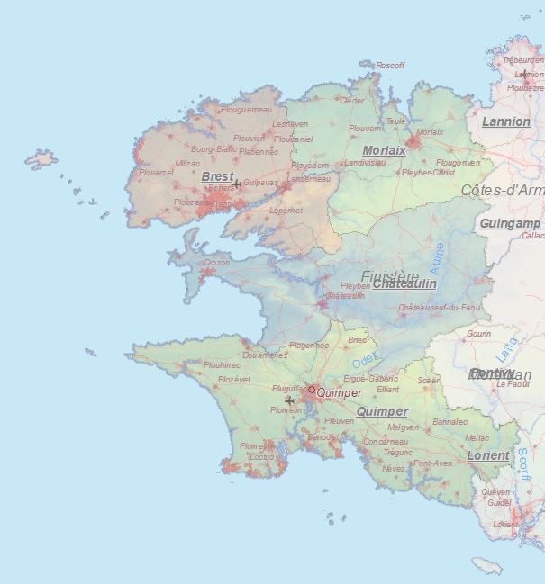 Toeristische kaart van Finistère