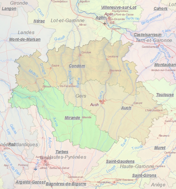 Toeristische kaart van Gers