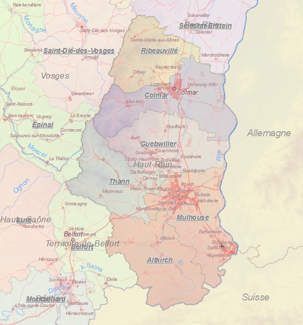 Toeristische kaart van Boven-Rijn