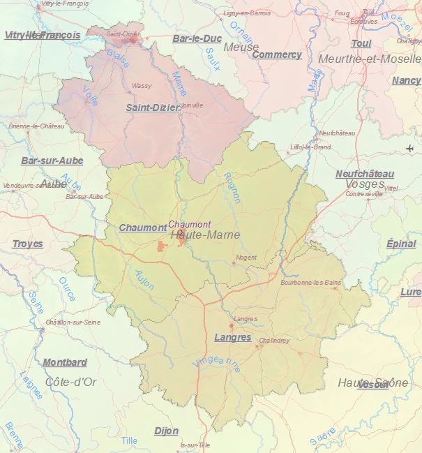 Toeristische kaart van Haute-Marne