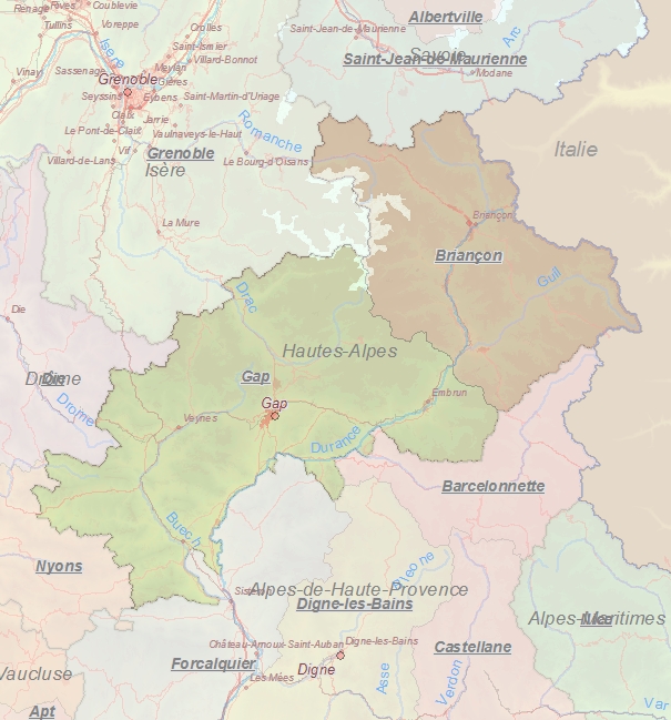 Toeristische kaart van Hoge Alpen