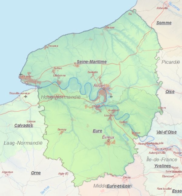 Toeristische kaart van Hoog-Normandië