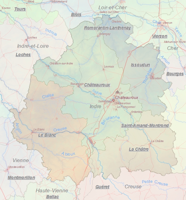 Toeristische kaart van Indre