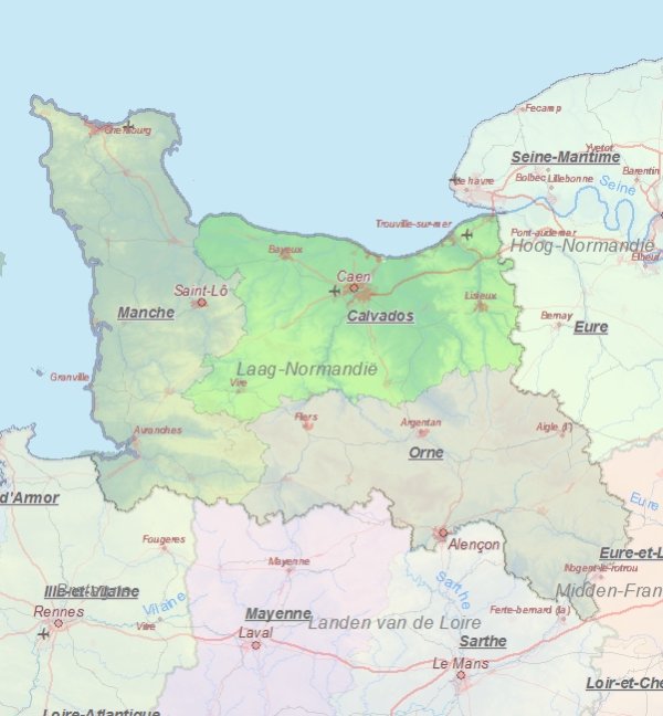 Toeristische kaart van Laag-Normandië