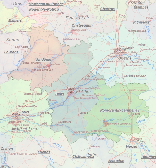 Toeristische kaart van Loir-et-Cher