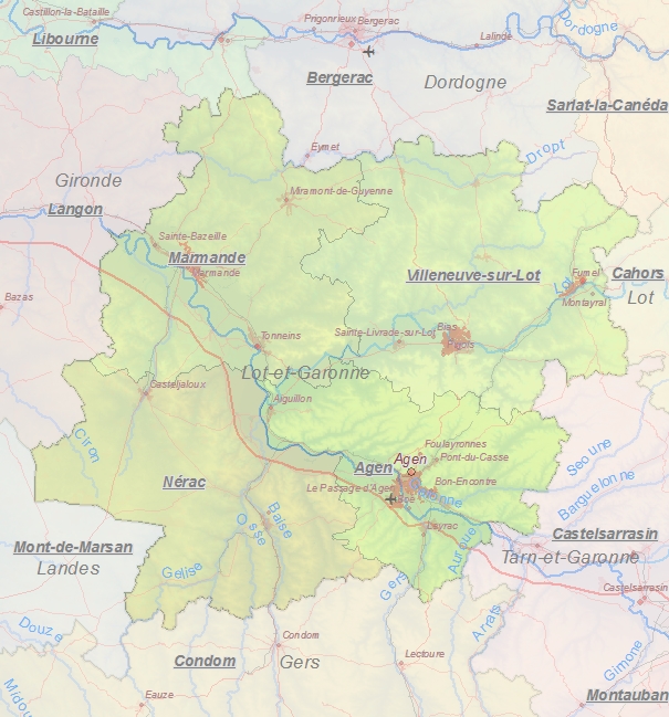 Toeristische kaart van Lot-et-Garonne