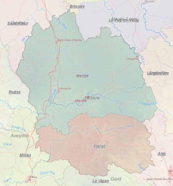 Toeristische kaart van Lozère