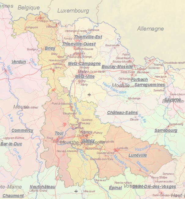 Toeristische kaart van Meurthe en Moezel