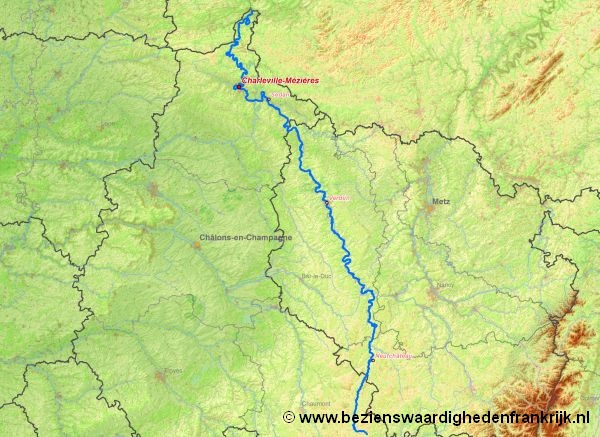 Rivier kaart van de rivier meuse