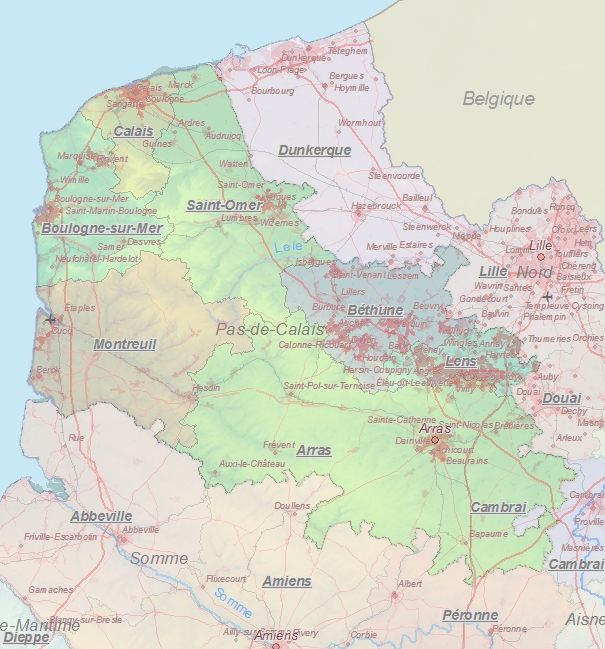 Toeristische kaart van Pas-de-Calais