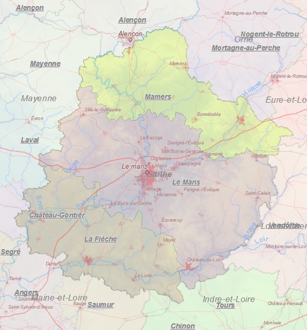 Toeristische kaart van Sarthe