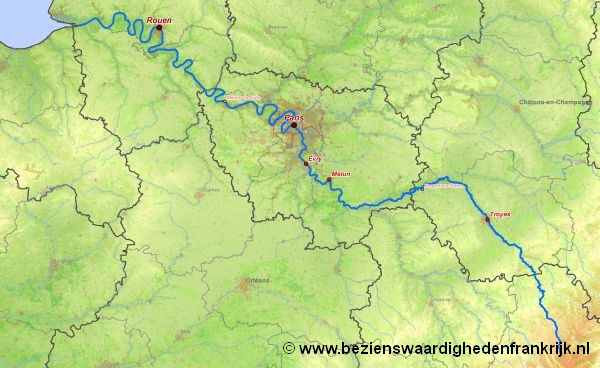 Rivier kaart van de rivier seine